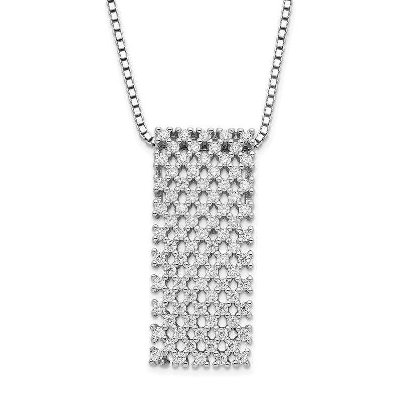 Sterling Silver Brilliant Embers Polished Cz W/ 2In Ext Necklace