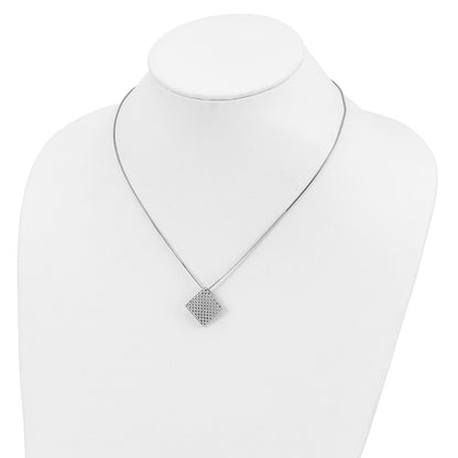 Sterling Silver Brilliant Embers Rhodium-Plated 85 Stone 18 Inch Micro Pav Cz Necklace With 2 Extender