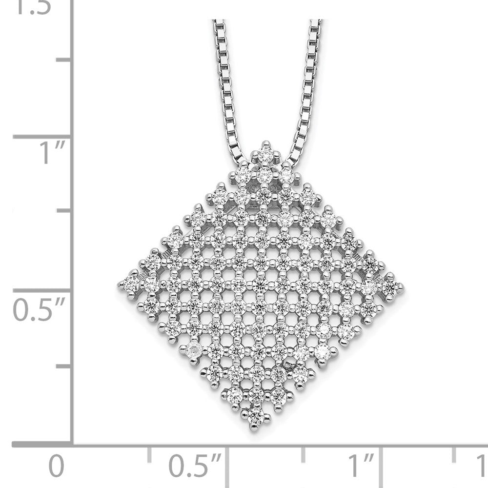 Sterling Silver Brilliant Embers Rhodium-Plated 85 Stone 18 Inch Micro Pav Cz Necklace With 2 Extender