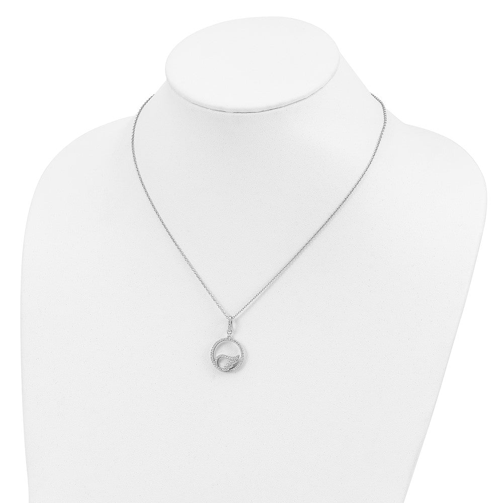 Sterling Silver Brilliant Embers Rhodium-Plated 67 Stone 18 Inch Micro Pav Cz Wing Necklace With 2 Extender