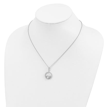 Sterling Silver Brilliant Embers Rhodium-Plated 67 Stone 18 Inch Micro Pav Cz Wing Necklace With 2 Extender