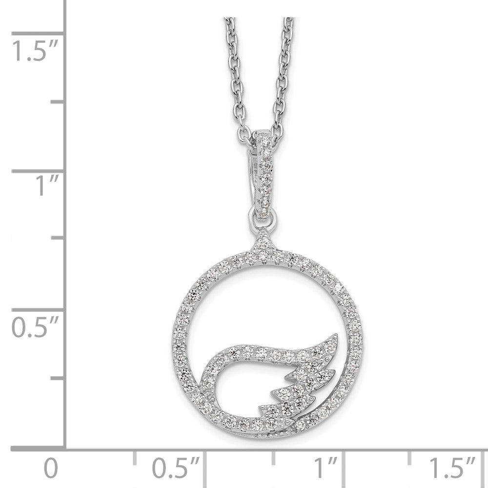 Sterling Silver Brilliant Embers Rhodium-Plated 67 Stone 18 Inch Micro Pav Cz Wing Necklace With 2 Extender