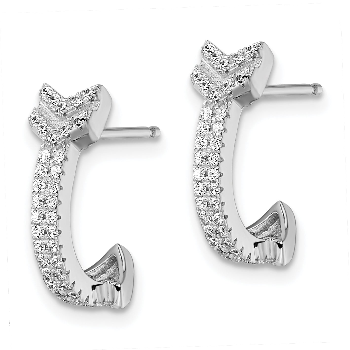 Sterling Silver Brilliant Embers Rhodium-Plated 76 Stone Micro Pav Cz Arrow Earrings