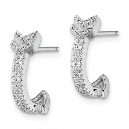 Sterling Silver Brilliant Embers Rhodium-Plated 76 Stone Micro Pav Cz Arrow Earrings