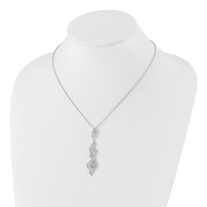 Sterling Silver Brilliant Embers Rhodium-Plated Fancy Cz W/ 2In Ext Necklace