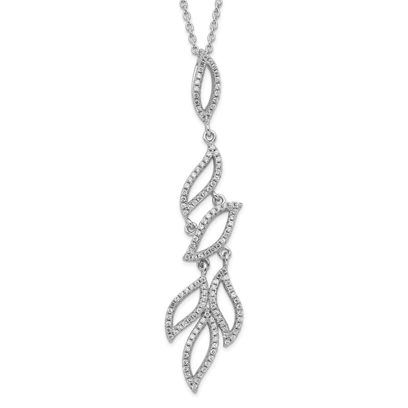 Sterling Silver Brilliant Embers Rhodium-Plated Fancy Cz W/ 2In Ext Necklace