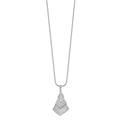 Sterling Silver Brilliant Embers Rhodium-Plated 153 Stone 18 Inch Micro Pav Cz Necklace With 2 Extender