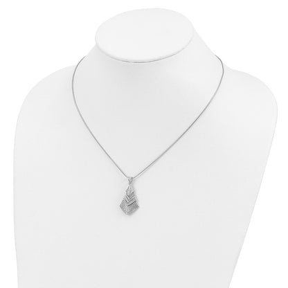 Sterling Silver Brilliant Embers Rhodium-Plated 153 Stone 18 Inch Micro Pav Cz Necklace With 2 Extender