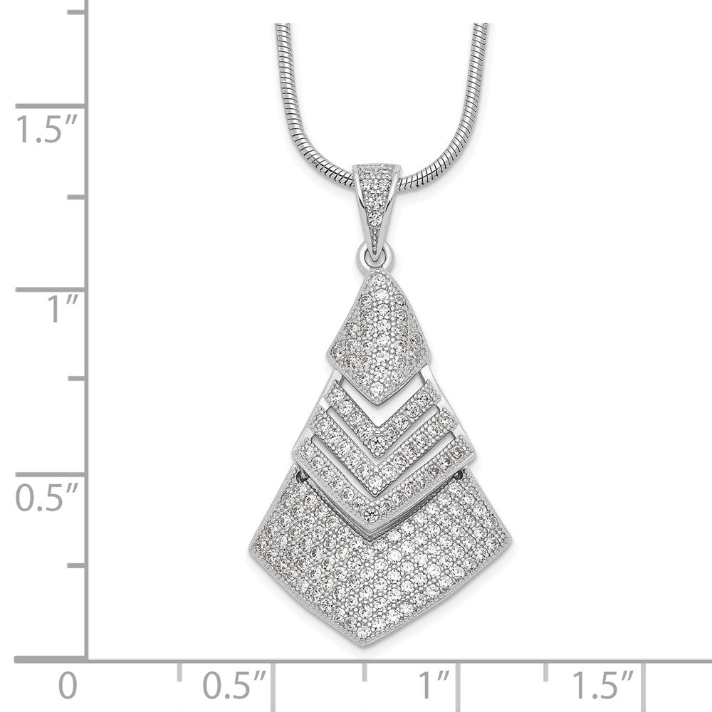 Sterling Silver Brilliant Embers Rhodium-Plated 153 Stone 18 Inch Micro Pav Cz Necklace With 2 Extender
