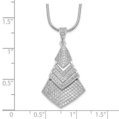 Sterling Silver Brilliant Embers Rhodium-Plated 153 Stone 18 Inch Micro Pav Cz Necklace With 2 Extender