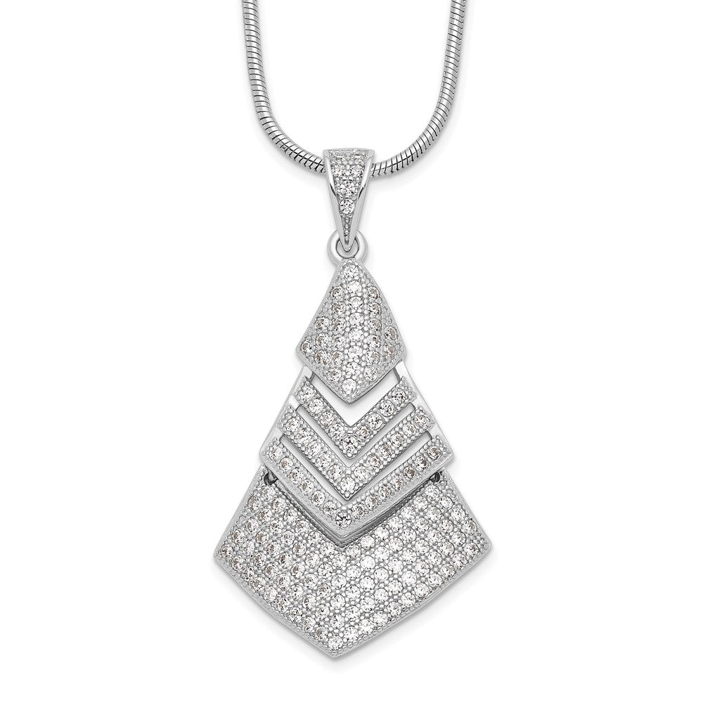 Sterling Silver Brilliant Embers Rhodium-Plated 153 Stone 18 Inch Micro Pav Cz Necklace With 2 Extender