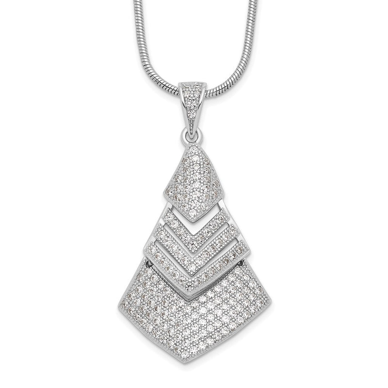 Sterling Silver Brilliant Embers Rhodium-Plated 153 Stone 18 Inch Micro Pav Cz Necklace With 2 Extender
