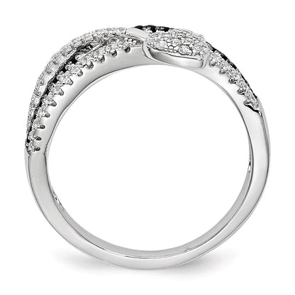 Sterling Silver Black Spinel & Cz Brilliant Embers Heart Ring