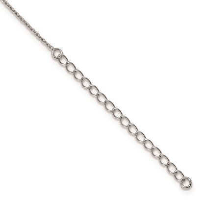 Sterling Silver Brilliant Embers Rhodium-Plated 18 Inch White Cz Ovals With Red Butterflies Necklace 2 Extender