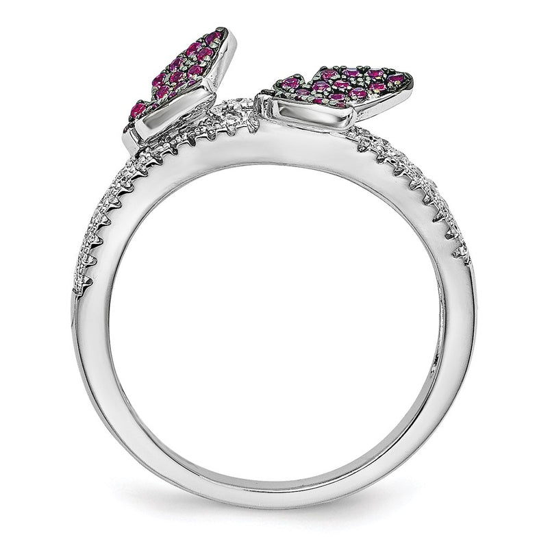Sterling Silver Cz Brilliant Embers Butterfly Ring
