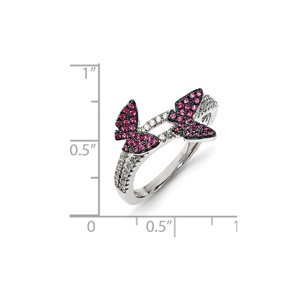 Sterling Silver Cz Brilliant Embers Butterfly Ring