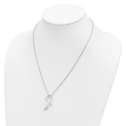 Sterling Silver Brilliant Embers Rhodium-Plated 22 Stone 18 Inch Micro Pav Cz Arrow Heart Necklace With 2 Extender