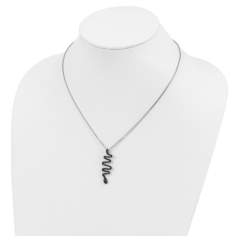 Sterling Silver Brilliant Embers Rhodium-Plated 85 Stone 18 Inch Green And Black Spinel Snake Necklace With 2 Extender