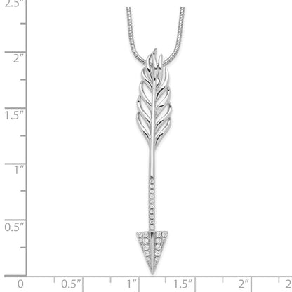 Sterling Silver Brilliant Embers Rhodium-Plated 24 Stone 18 Inch Micro Pav Cz Arrow Necklace With 2 Extender