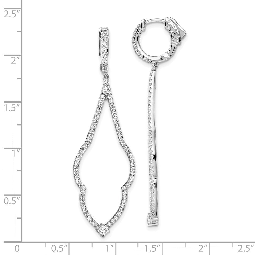 Sterling Silver Brilliant Embers Rhodium-Plated 156 Stone Micro Pav Cz Hinged Hoop Dangle Earrings