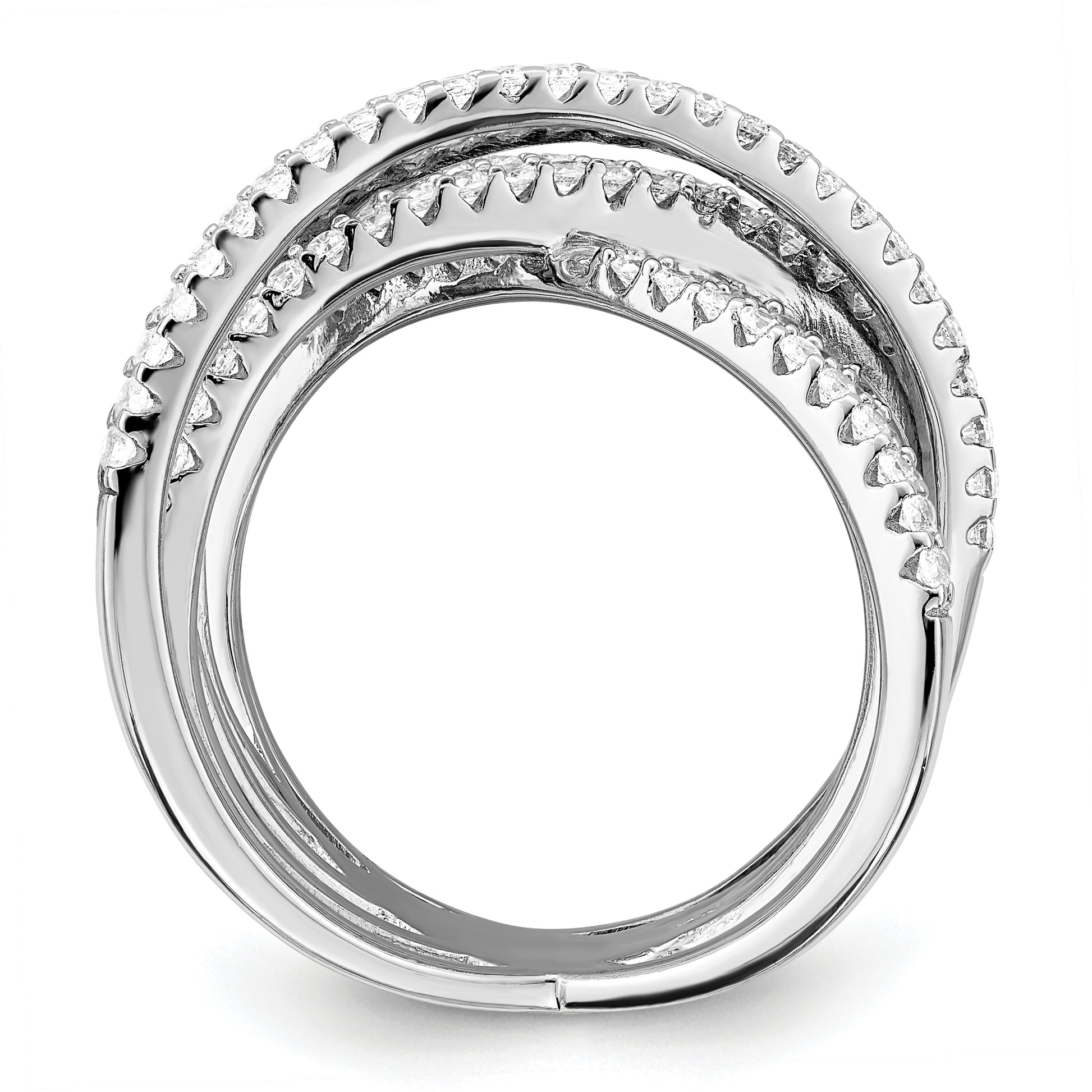 Sterling Silver Brilliant Embers Rhodium-Plated 159 Stone Micro Pav Cz Ring