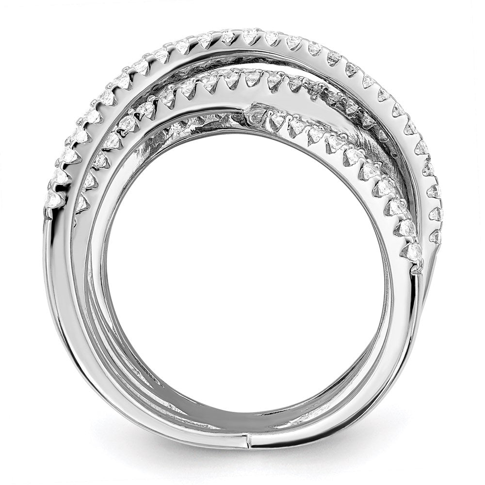 Sterling Silver Brilliant Embers Rhodium-Plated 159 Stone Micro Pav Cz Ring