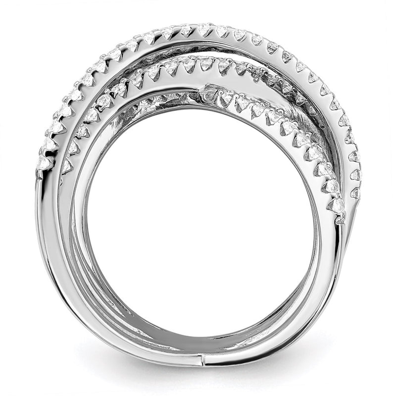 Sterling Silver Brilliant Embers Rhodium-Plated 159 Stone Micro Pav Cz Ring