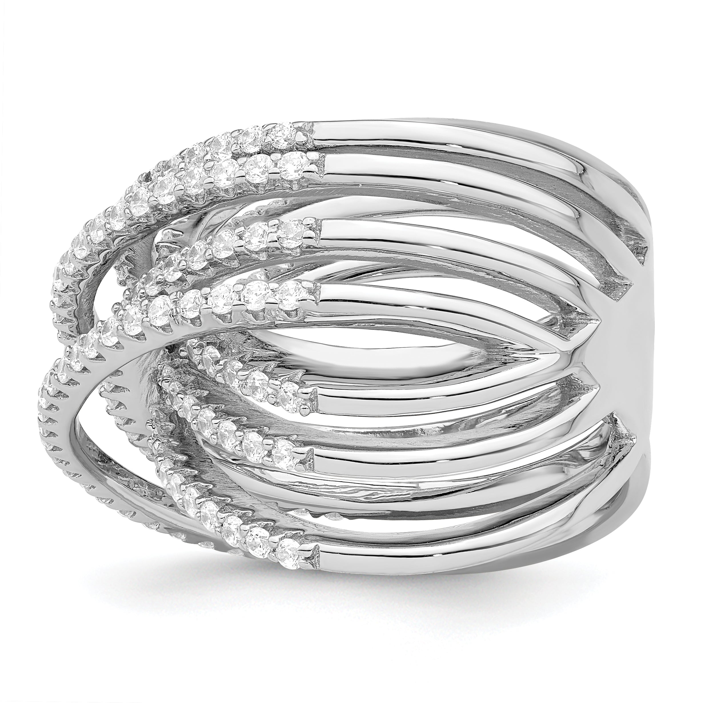 Sterling Silver Brilliant Embers Rhodium-Plated 159 Stone Micro Pav Cz Ring