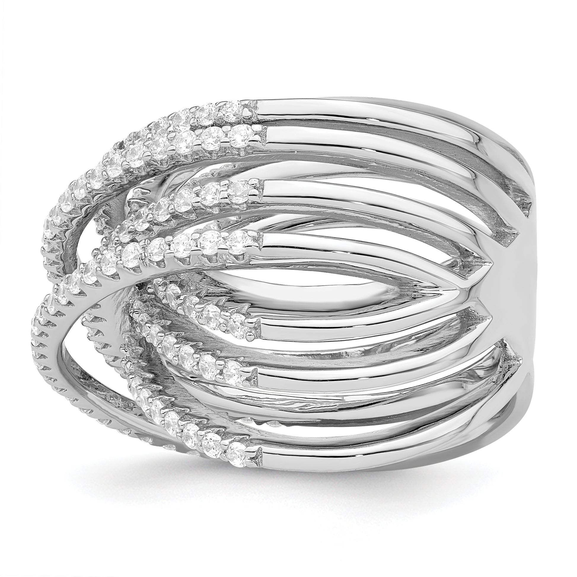 Sterling Silver Brilliant Embers Rhodium-Plated 159 Stone Micro Pav Cz Ring