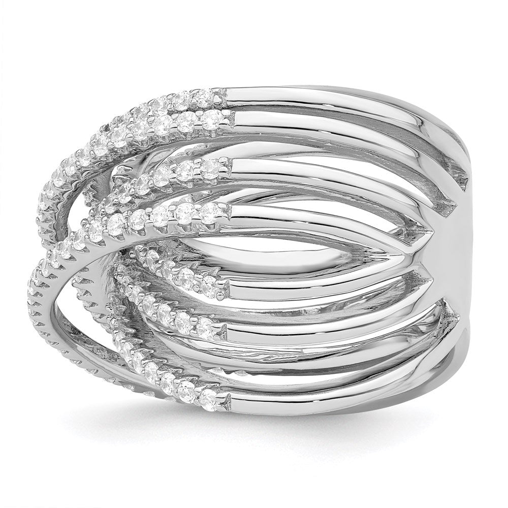 Sterling Silver Brilliant Embers Rhodium-Plated 159 Stone Micro Pav Cz Ring