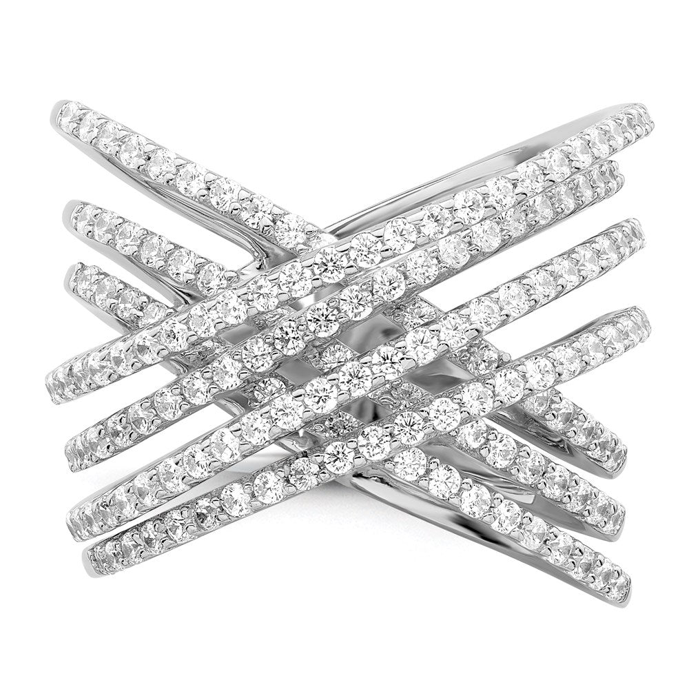Sterling Silver Brilliant Embers Rhodium-Plated 159 Stone Micro Pav Cz Ring