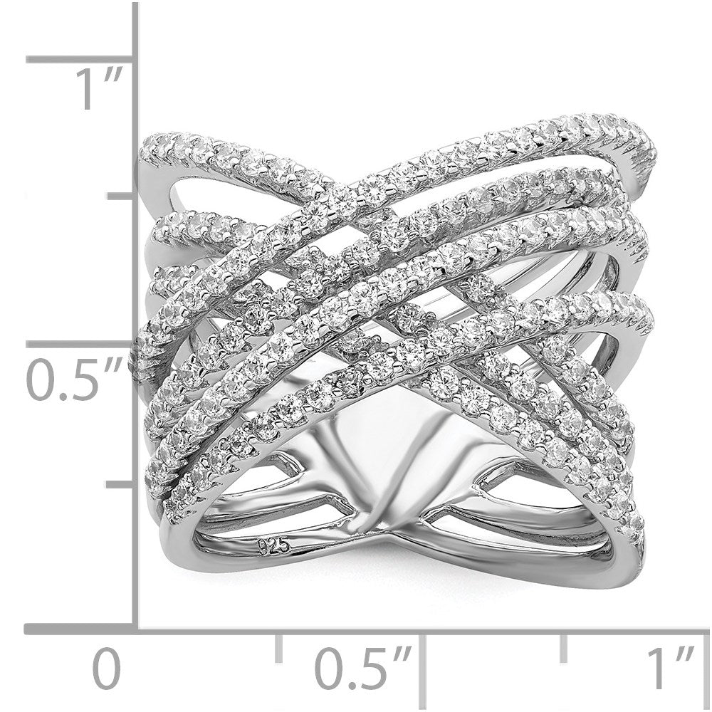 Sterling Silver Brilliant Embers Rhodium-Plated 159 Stone Micro Pav Cz Ring