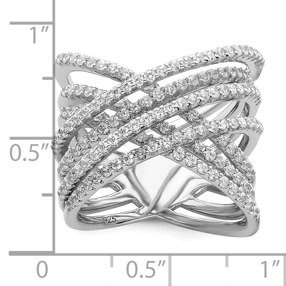 Sterling Silver Brilliant Embers Rhodium-Plated 159 Stone Micro Pav Cz Ring