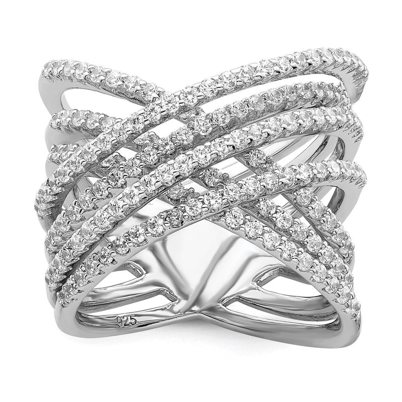 Sterling Silver Brilliant Embers Rhodium-Plated 159 Stone Micro Pav Cz Ring