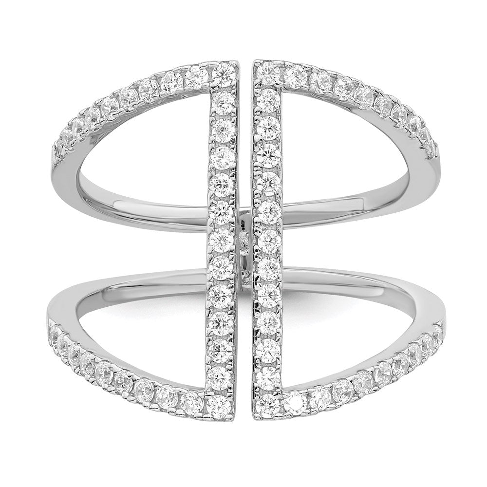 Sterling Silver Brilliant Embers Rhodium-Plated 62 Stone Micro Pav Cz Ring