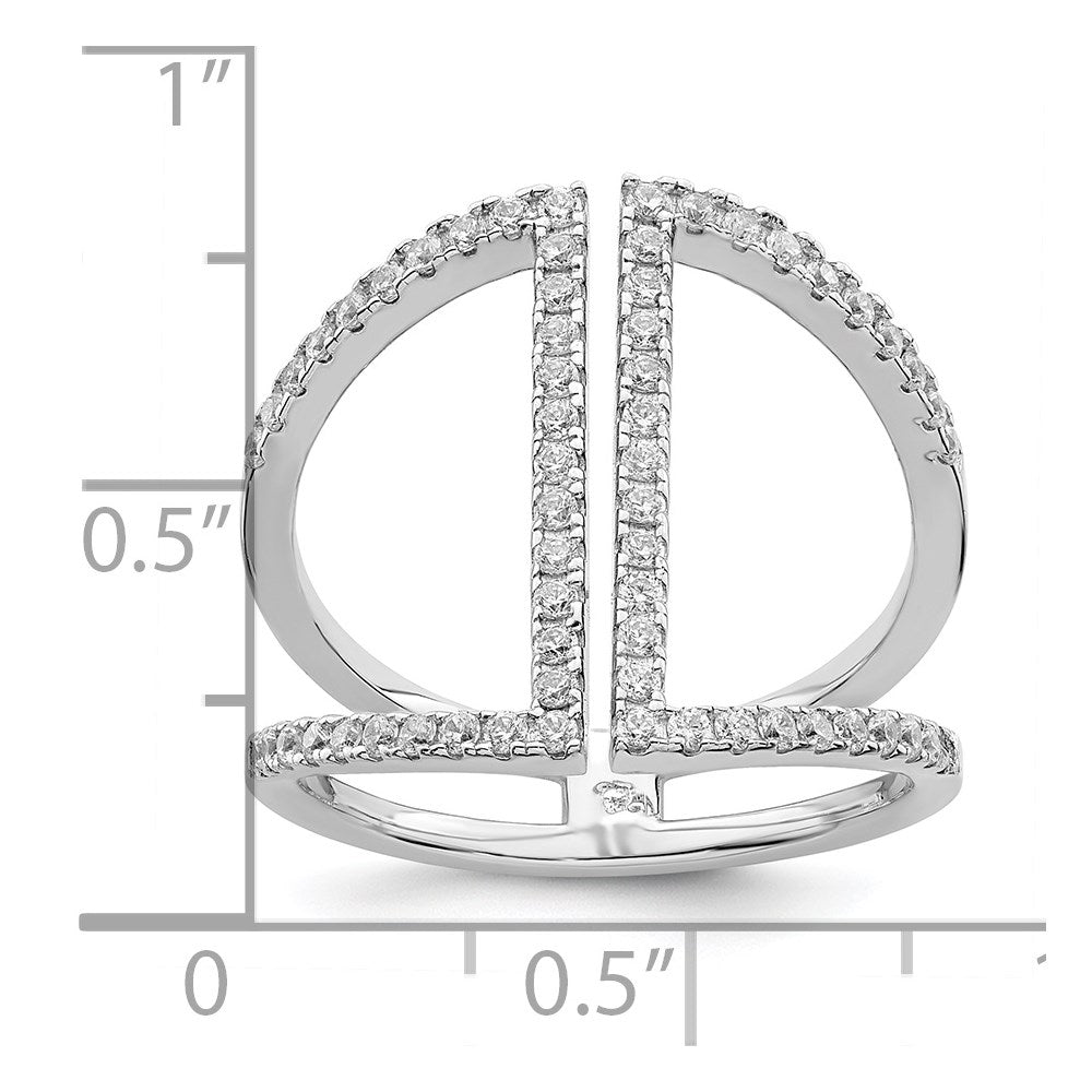 Sterling Silver Brilliant Embers Rhodium-Plated 62 Stone Micro Pav Cz Ring