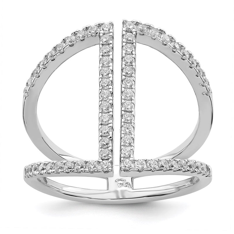 Sterling Silver Brilliant Embers Rhodium-Plated 62 Stone Micro Pav Cz Ring