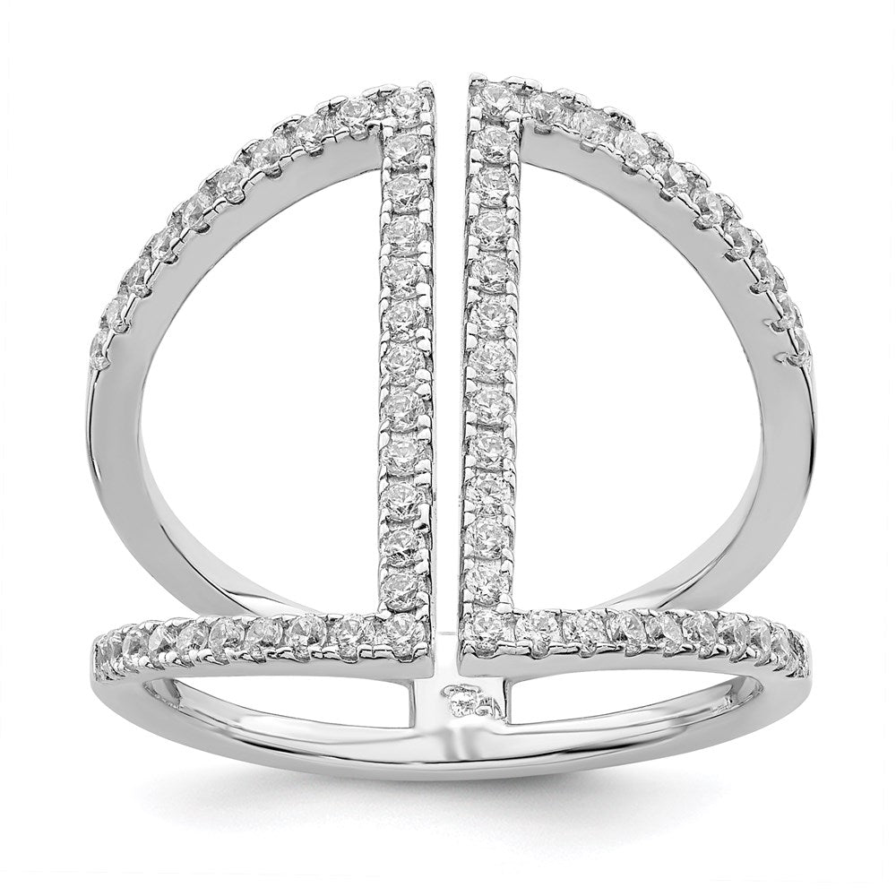 Sterling Silver Brilliant Embers Rhodium-Plated 62 Stone Micro Pav Cz Ring