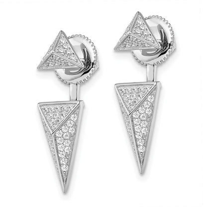 Sterling Silver Brilliant Embers Rhodium-Plated 104 Stone Micro Pav Cz Convertible Back Earrings