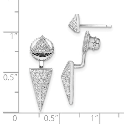 Sterling Silver Brilliant Embers Rhodium-Plated 104 Stone Micro Pav Cz Convertible Back Earrings