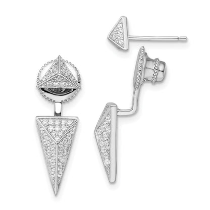Sterling Silver Brilliant Embers Rhodium-Plated 104 Stone Micro Pav Cz Convertible Back Earrings