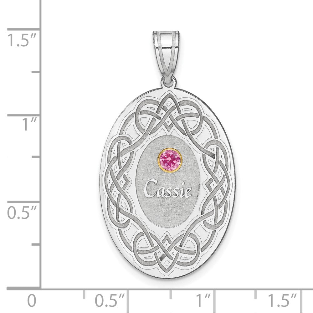 Sterling Silver Rhodium-Plated/14K Bezel Crystal Family Pendant