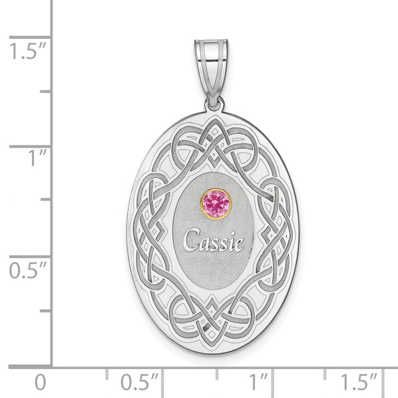 Sterling Silver Rhodium-Plated/14K Bezel Crystal Family Pendant