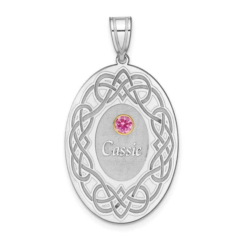 Sterling Silver Rhodium-Plated/14K Bezel Crystal Family Pendant