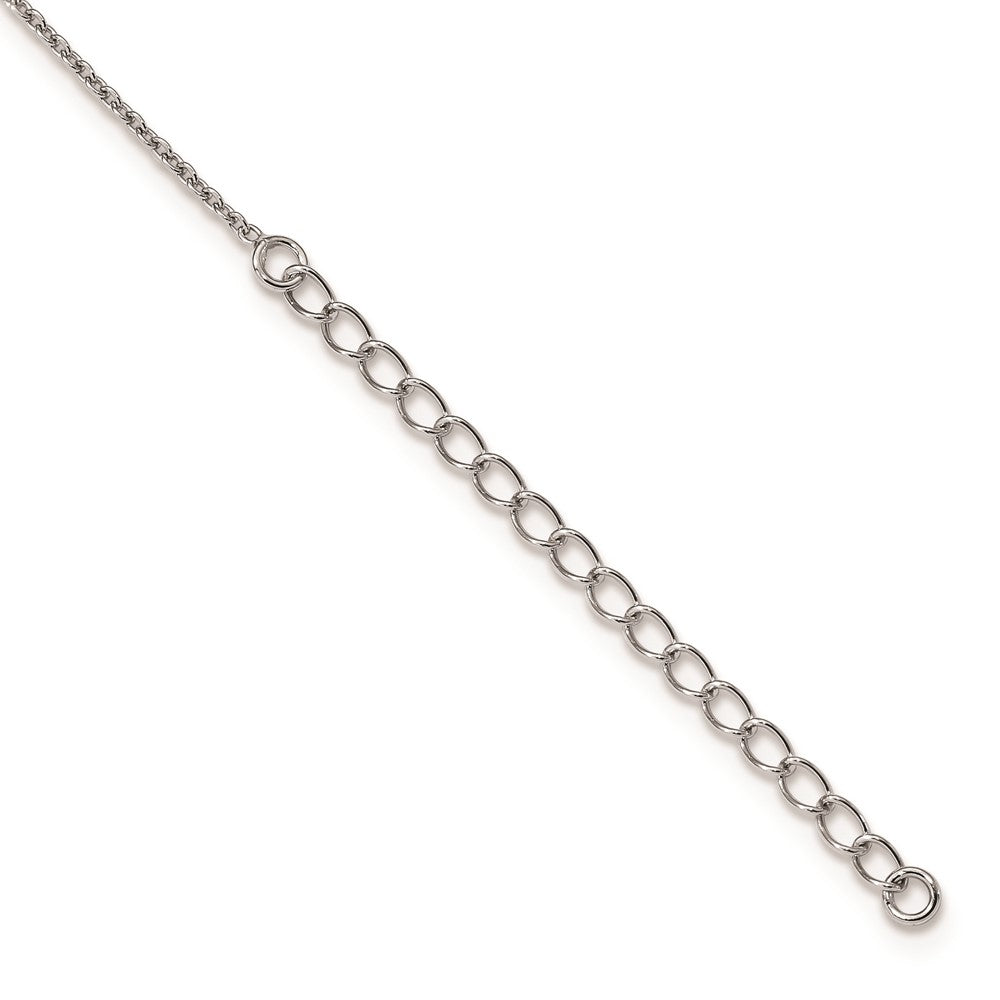 Sterling Silver Brilliant Embers Rhodium-Plated 21 Stone 18 Inch Micro Pav Cz Polished Heart Necklace With 2 Extender