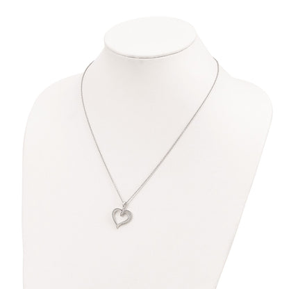 Sterling Silver Brilliant Embers Rhodium-Plated 21 Stone 18 Inch Micro Pav Cz Polished Heart Necklace With 2 Extender