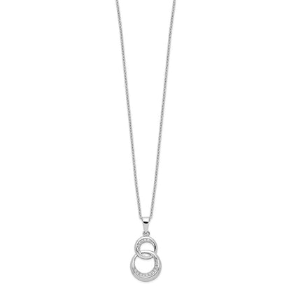 Sterling Silver Brilliant Embers Rhodium-Plated 26 Stone 18 Inch Micro Pav Cz Polished Circle Necklace With 2 Extender