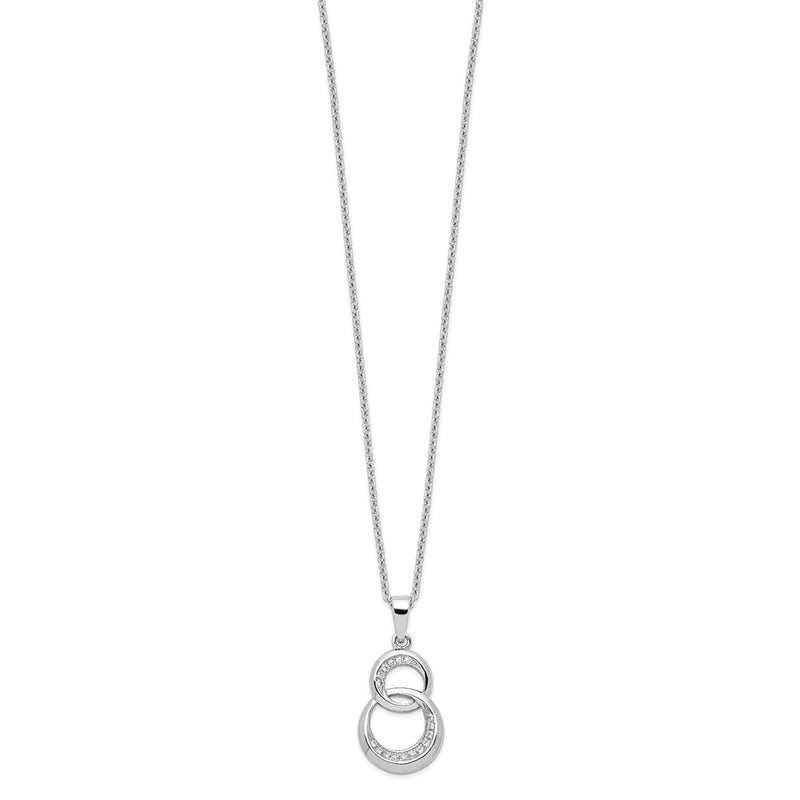 Sterling Silver Brilliant Embers Rhodium-Plated 26 Stone 18 Inch Micro Pav Cz Polished Circle Necklace With 2 Extender