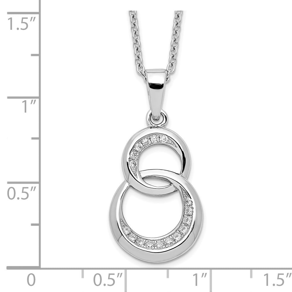 Sterling Silver Brilliant Embers Rhodium-Plated 26 Stone 18 Inch Micro Pav Cz Polished Circle Necklace With 2 Extender