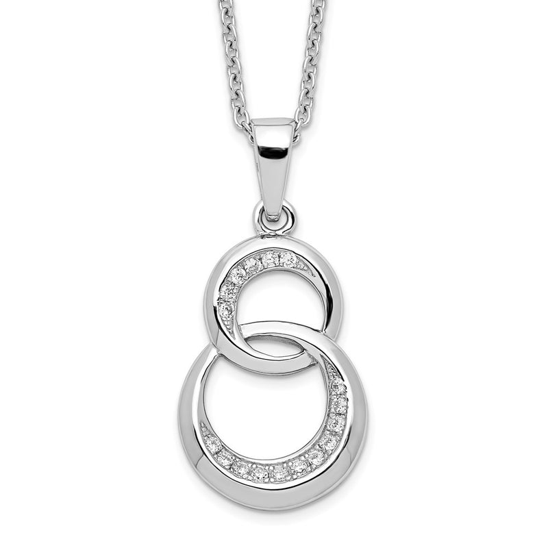 Sterling Silver Brilliant Embers Rhodium-Plated 26 Stone 18 Inch Micro Pav Cz Polished Circle Necklace With 2 Extender